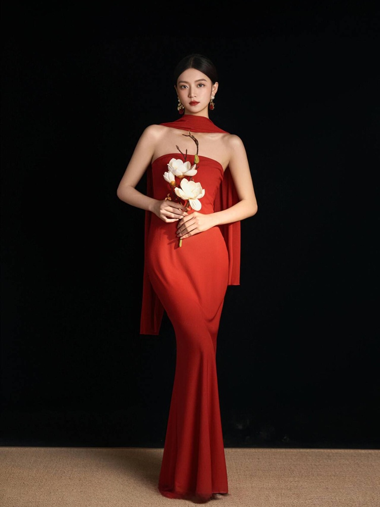 Ethnic Fashion Dress - Red Retro Chinese Style Dress Studio