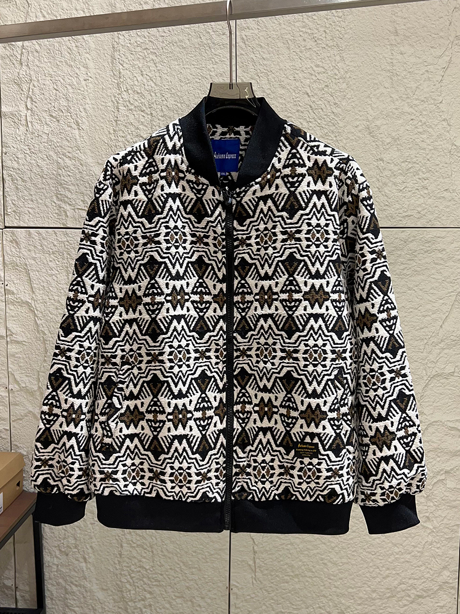 Urban Ethnic Fashion - Retro Ethnic Style Baseball Collar Jacket