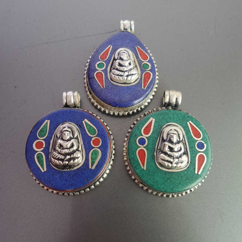 Ethnic Fashion Com - Tibetan Buddha Amulet Pendants Copper Inlaid