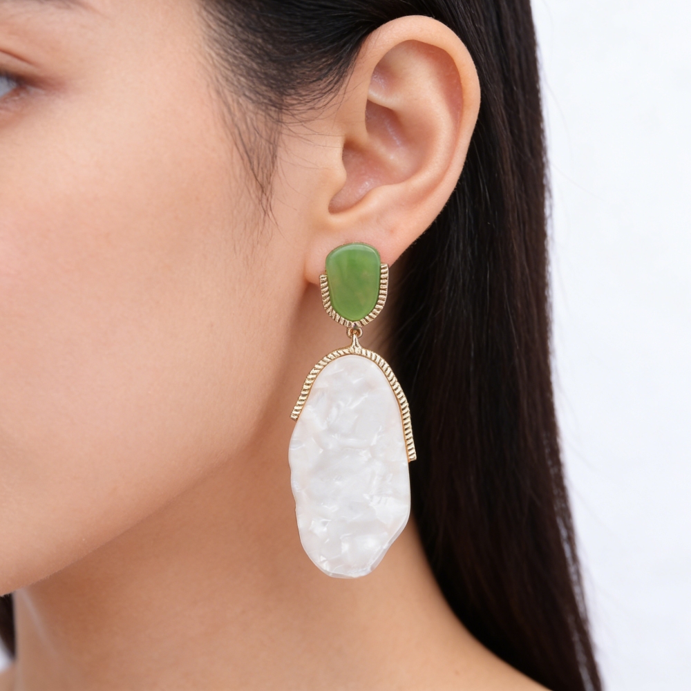 Ethnic Fashion For Ladies - 2026 New Irregular Geometric White Resin