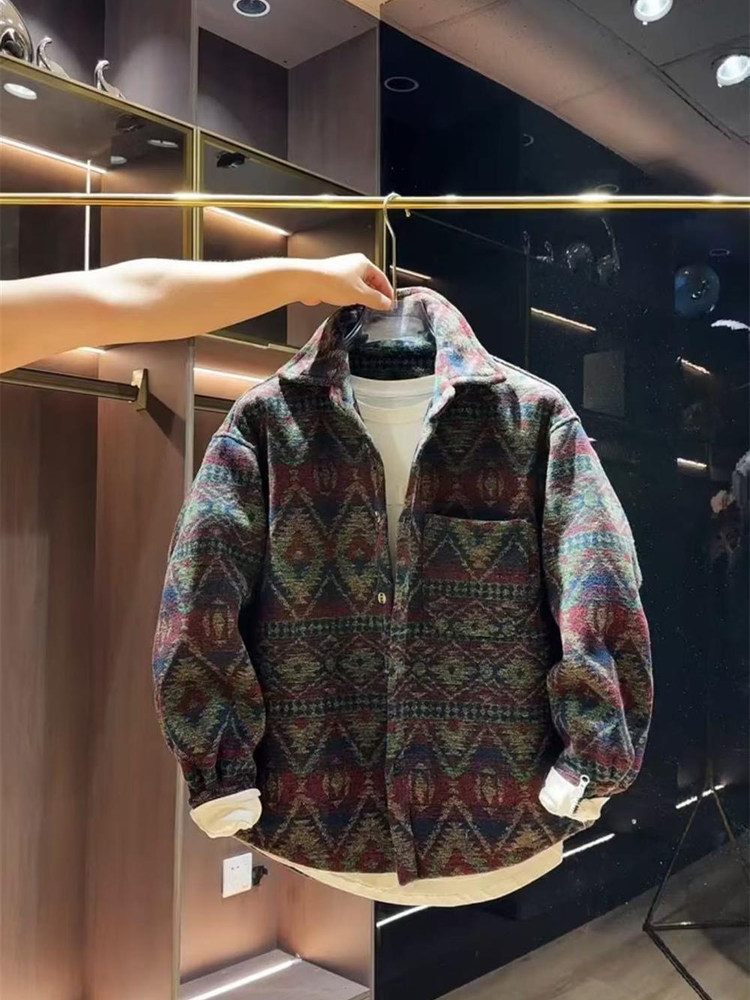 Urban Ethnic Fashion - Retro Ethnic Style Embroidered Shirt Jacket