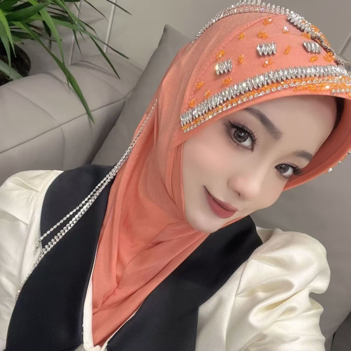 Luxury Hat Hijab Pink Scarf wi - Ethnic Fashion In ulasan dan harga