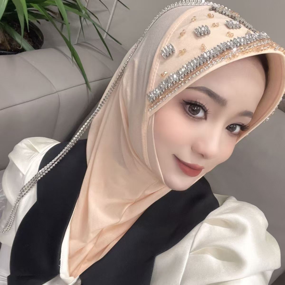 Luxury Hat Hijab Pink Scarf wi - Ethnic Fashion In ulasan dan harga