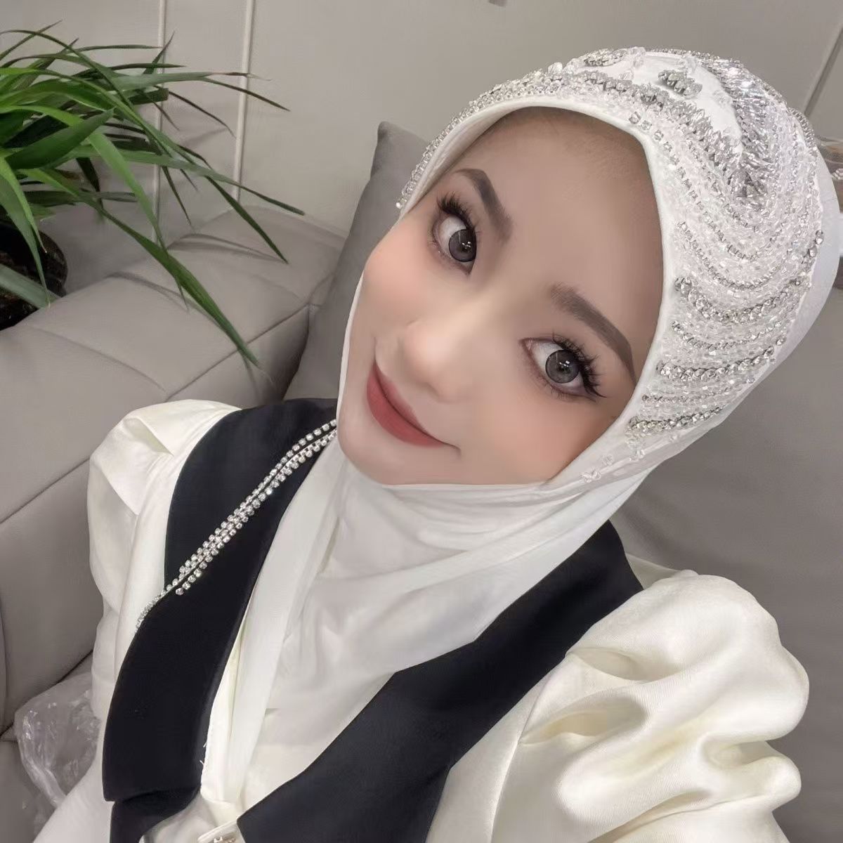 Luxury Hat Hijab Pink Scarf wi - Ethnic Fashion In ulasan dan harga