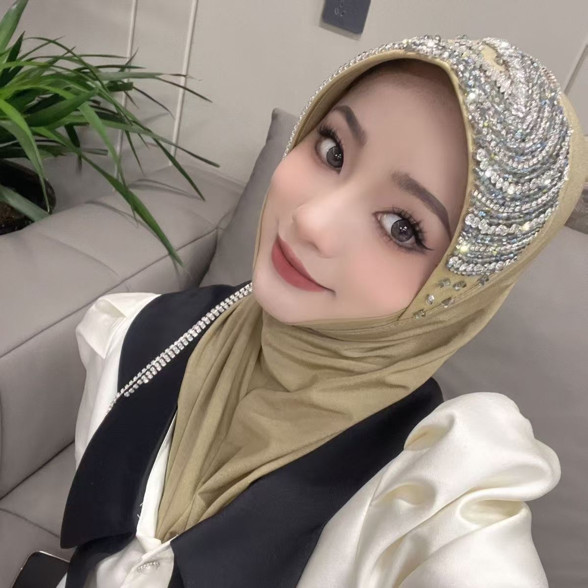 Luxury Hat Hijab Pink Scarf wi - Ethnic Fashion In ulasan dan harga