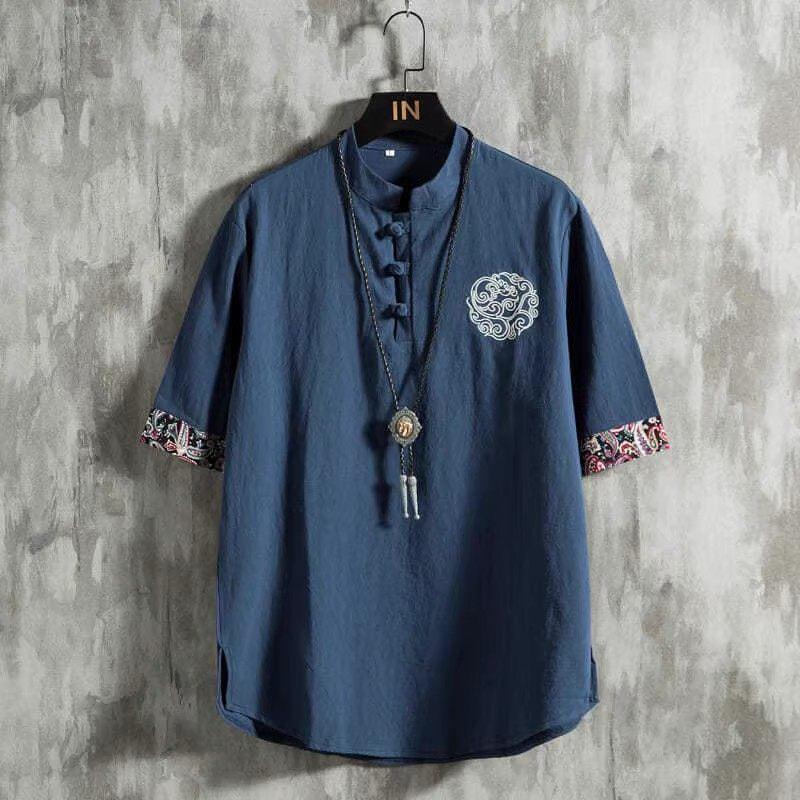 Linen Short Sleeve T-Shirt Men - Urban Ethnic Fashion ulasan dan harga
