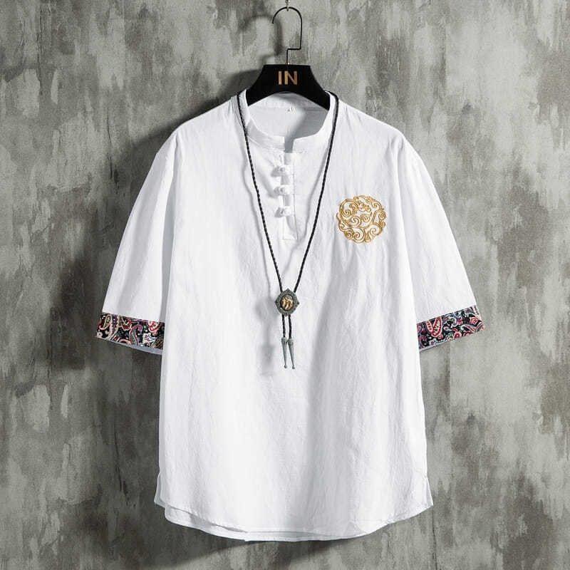 Linen Short Sleeve T-Shirt Men - Urban Ethnic Fashion ulasan dan harga