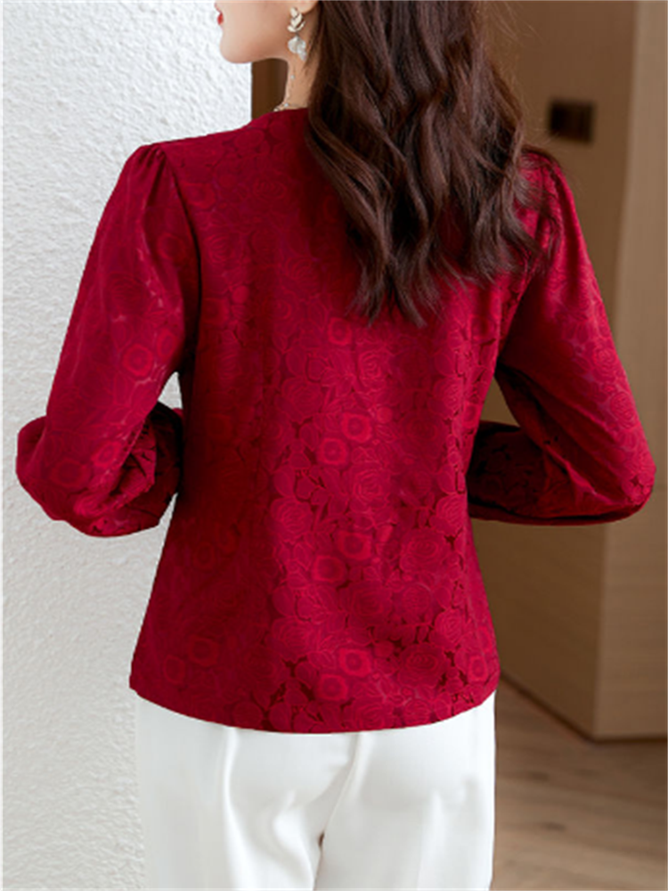 Retro Women's Shirt Jacquard S - Thai Silk Blouse ulasan dan harga