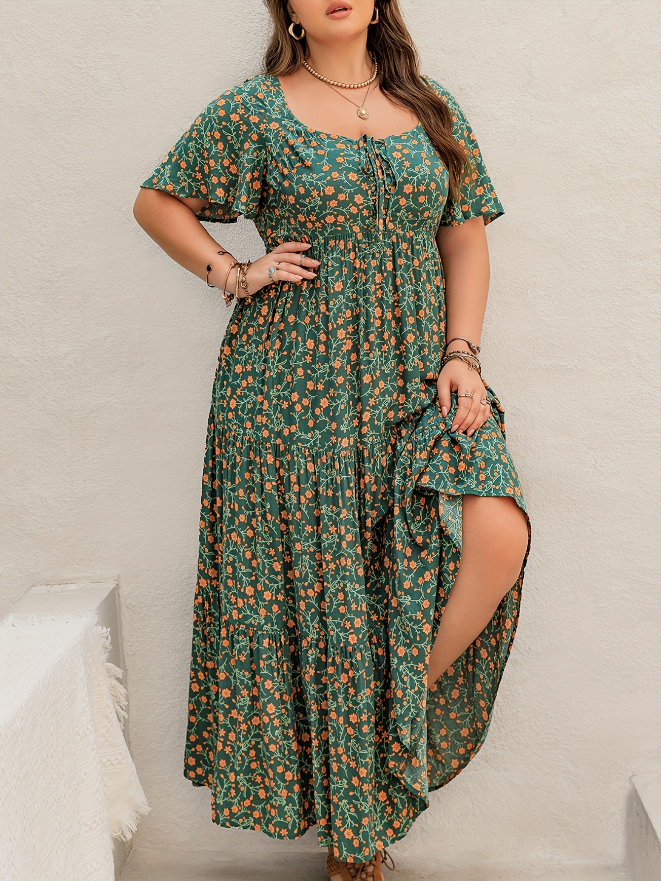 Plus Size Bohemian Long Dress  - Ethnic Fashion Dress ulasan dan harga