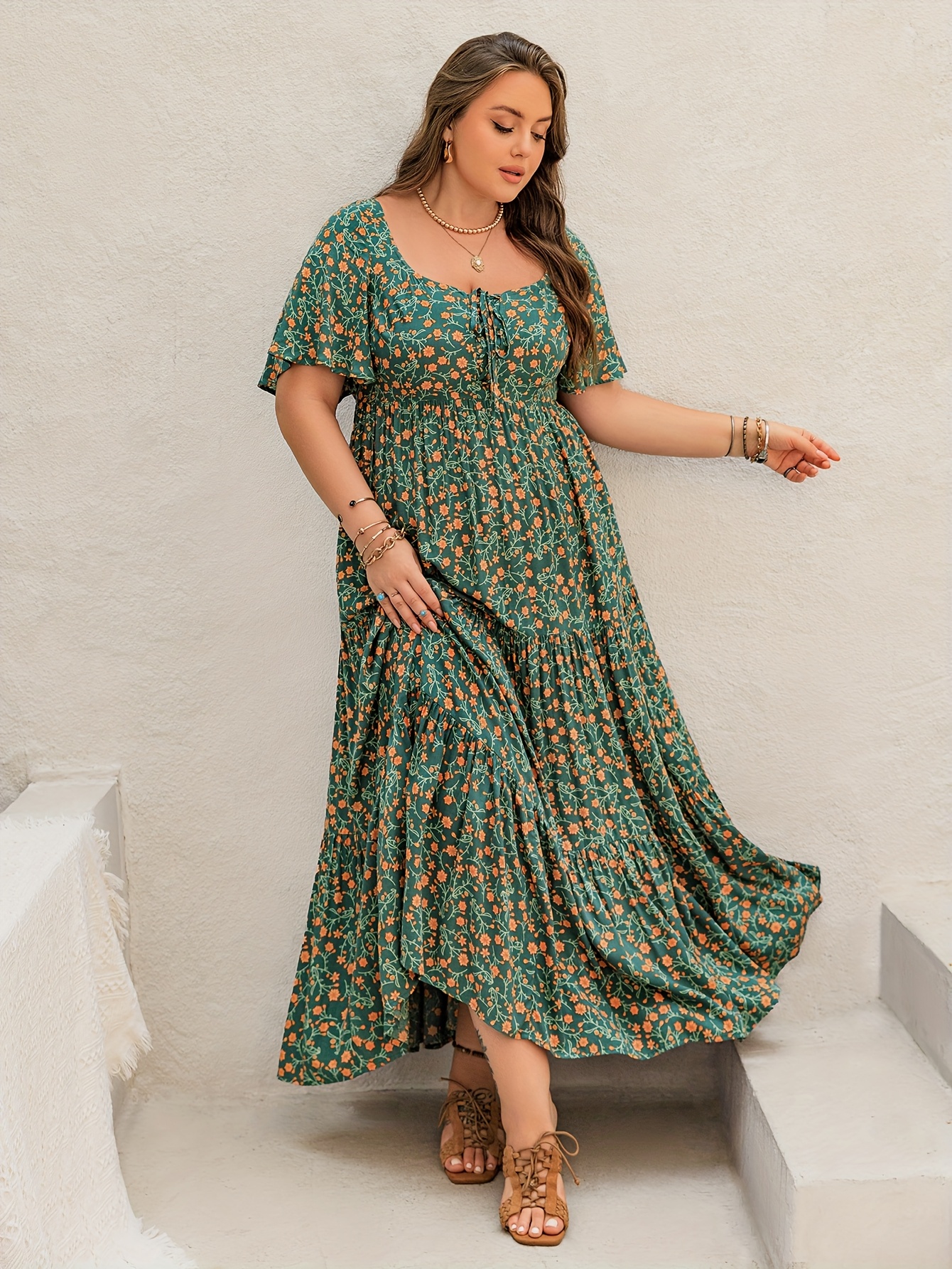 Plus Size Bohemian Long Dress  - Ethnic Fashion Dress ulasan dan harga