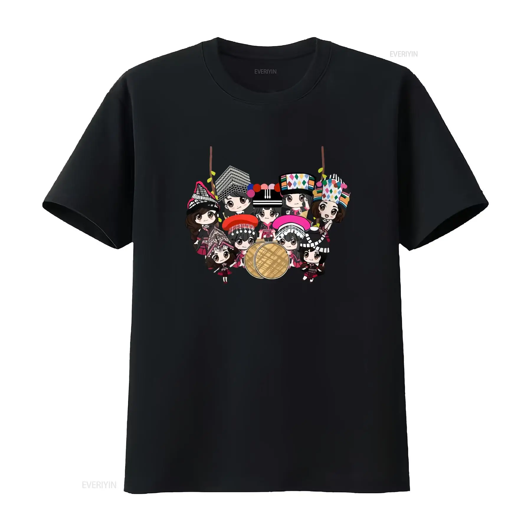 9 Hmong Girls Cartoon Print T  - Fashion Ethnic Wear For Men ulasan dan harga