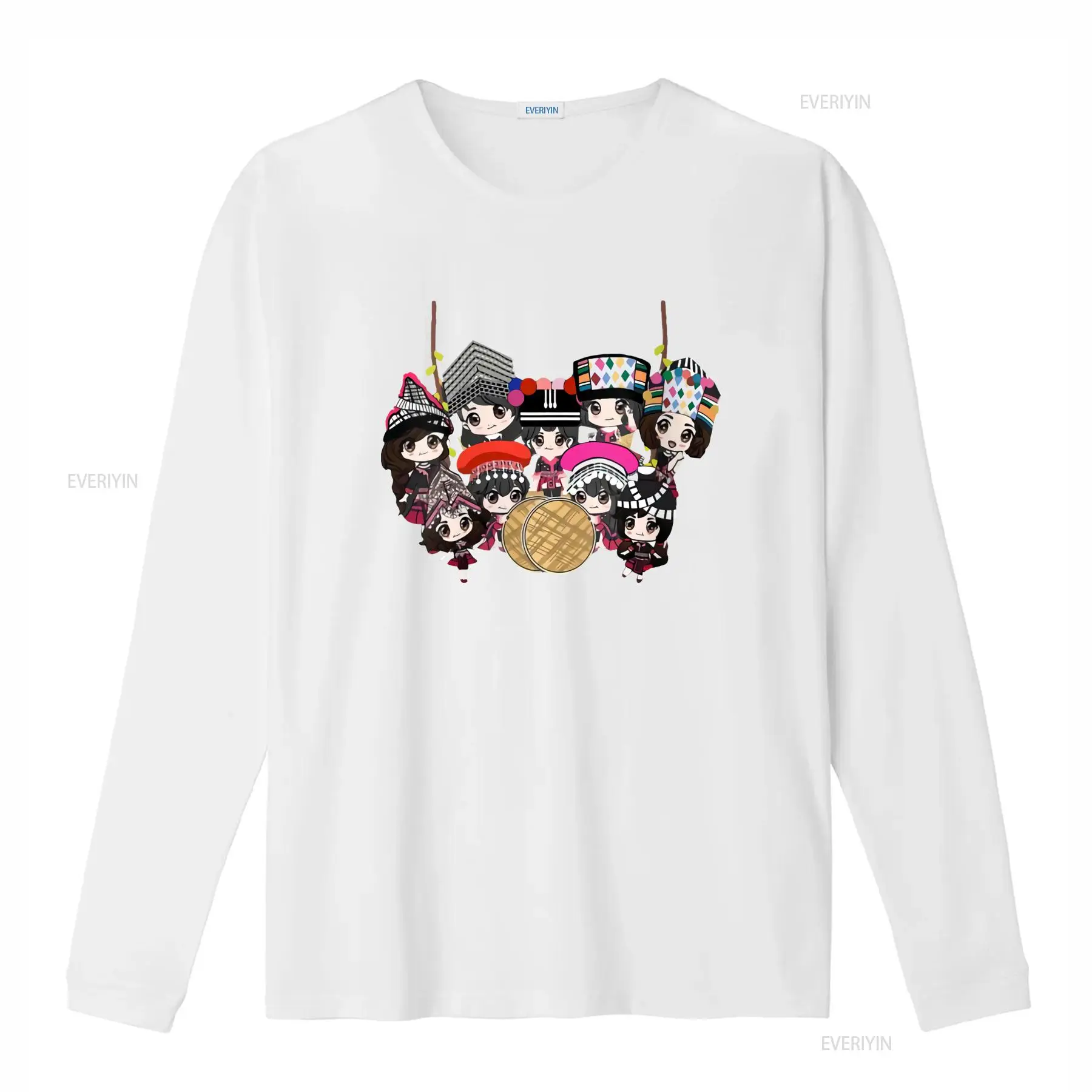 9 Hmong Girls Cartoon Print T  - Fashion Ethnic Wear For Men ulasan dan harga