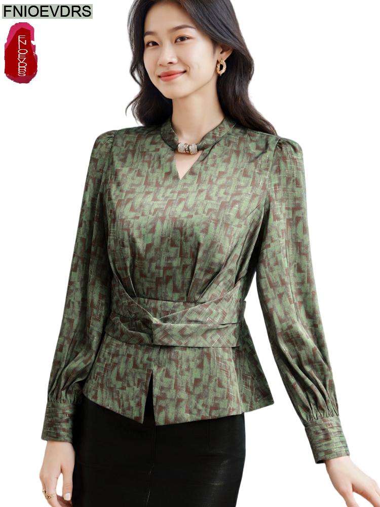 Retro Vintage Green Flower Pri - Thai Silk Blouse ulasan dan harga