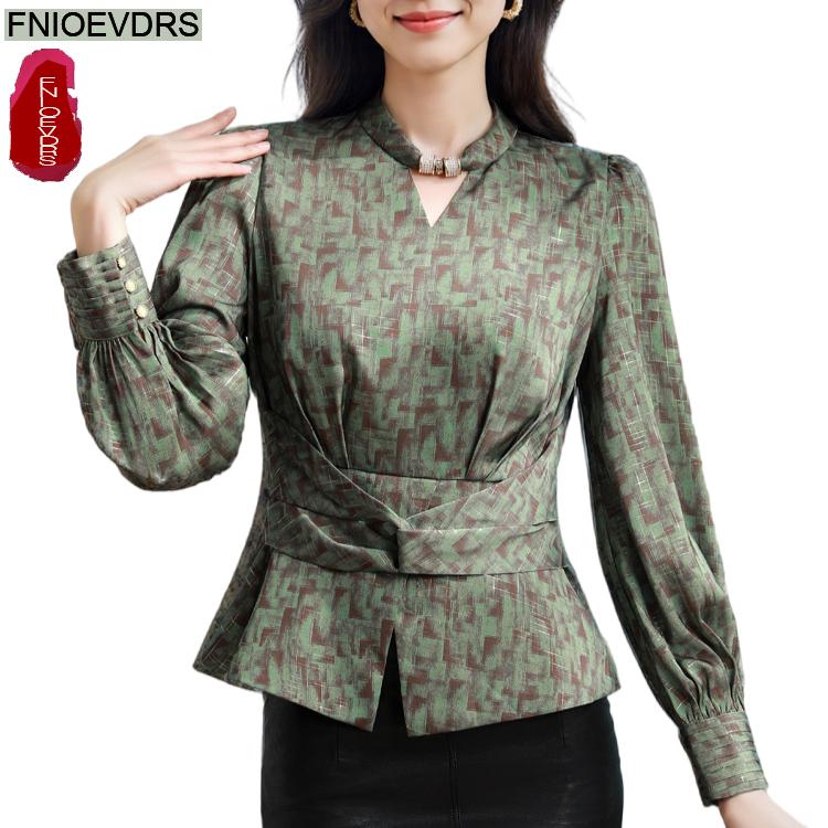 Retro Vintage Green Flower Pri - Thai Silk Blouse ulasan dan harga