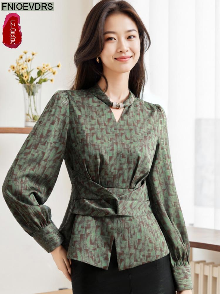 Retro Vintage Green Flower Pri - Thai Silk Blouse ulasan dan harga