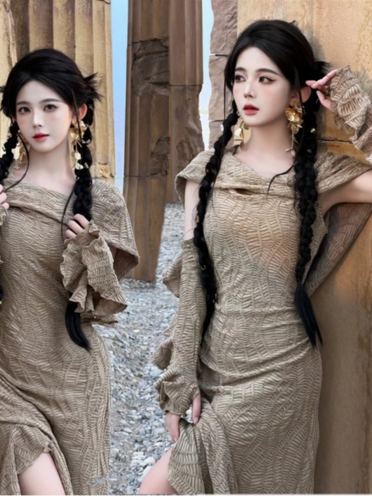 Desert  Themed Long Dress Wome - Ethnic Fashion Dress ulasan dan harga
