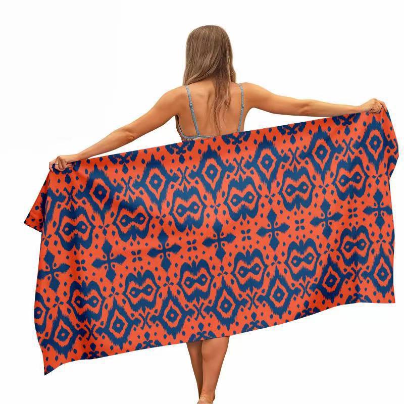 Orange Blue Ikat Geometric Bea - Ikat Woven Fabric ulasan dan harga