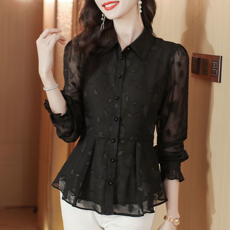 Elegant Floral Long Sleeve Chi - Thai Silk Blouse ulasan dan harga