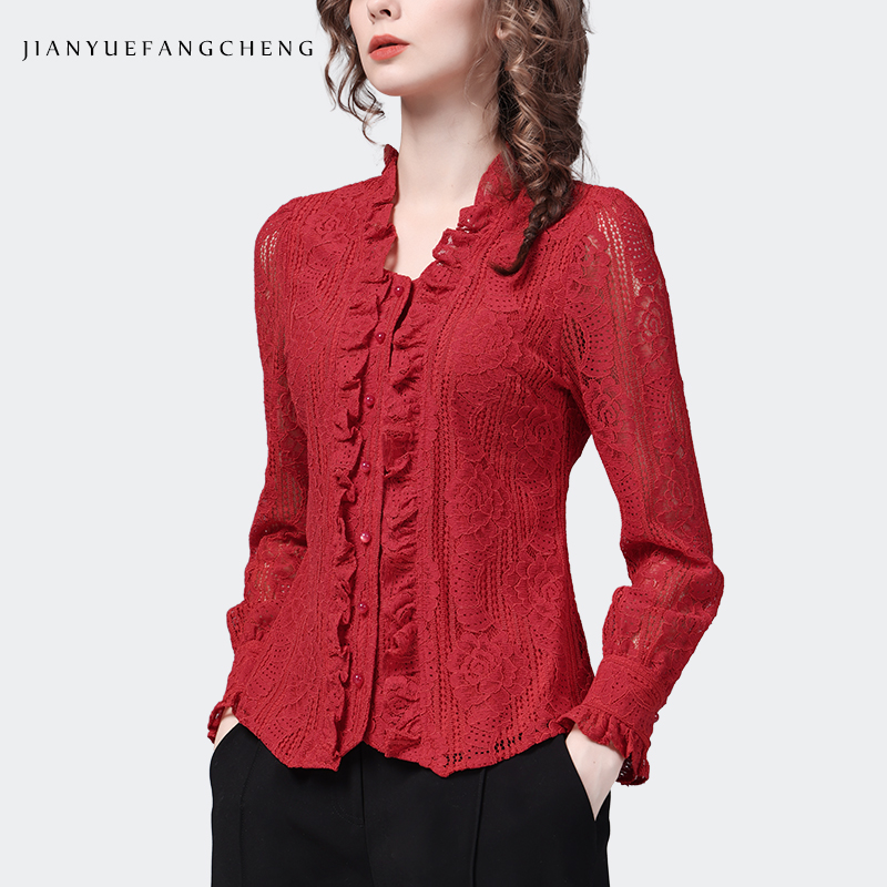 Fashion Square Neck Ruffles Re - Thai Silk Blouse ulasan dan harga