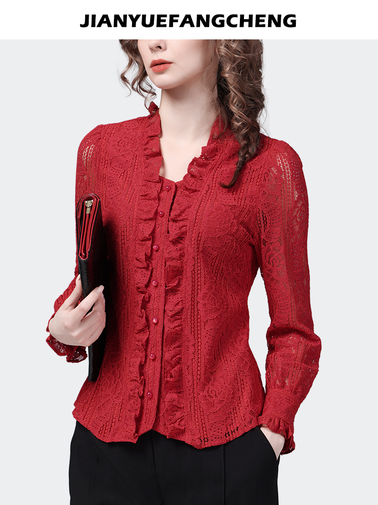 Fashion Square Neck Ruffles Re - Thai Silk Blouse ulasan dan harga
