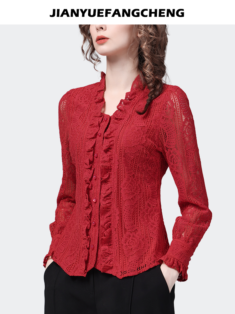 Fashion Square Neck Ruffles Re - Thai Silk Blouse ulasan dan harga