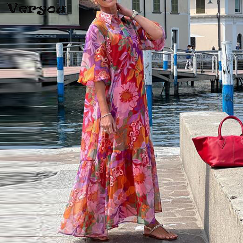 Plus Size Dress Women Turn Dow - Ethnic Fashion Dress ulasan dan harga