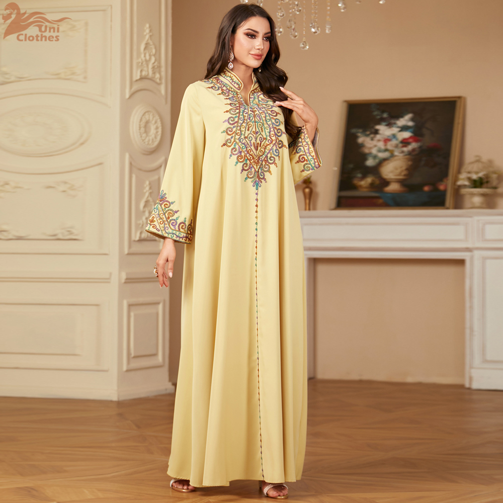 Uni Embroidery V-Neck Long Dre - Ethnic Fashion In Dubai ulasan dan harga