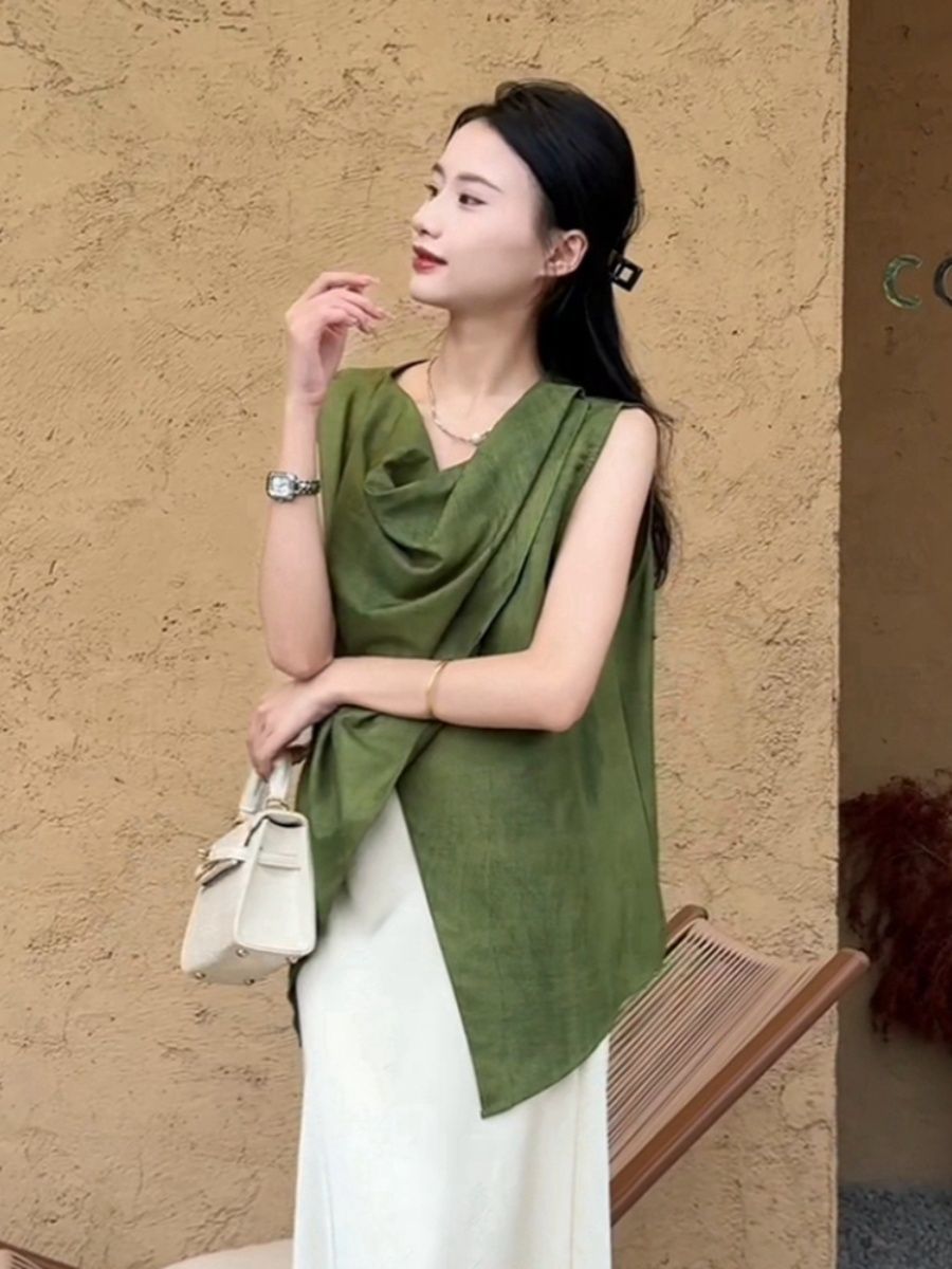 French Irregular Sleeveless Sh - Thai Silk Blouse ulasan dan harga