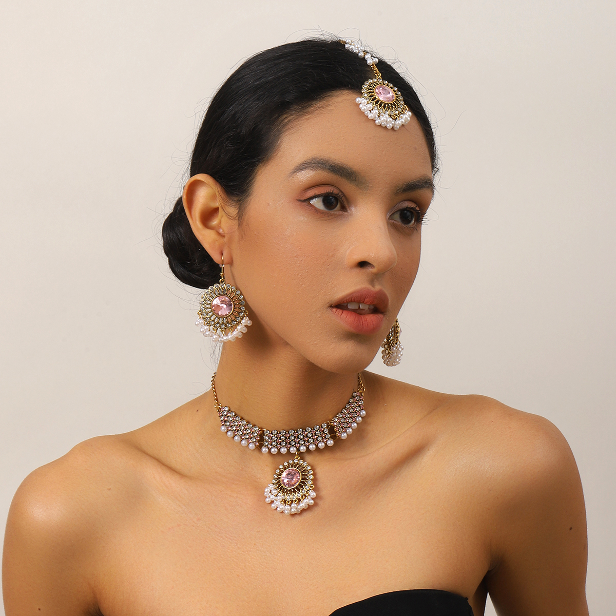 Luxury Gold Color Round Crysta - Ethnic Fashion In Dubai ulasan dan harga