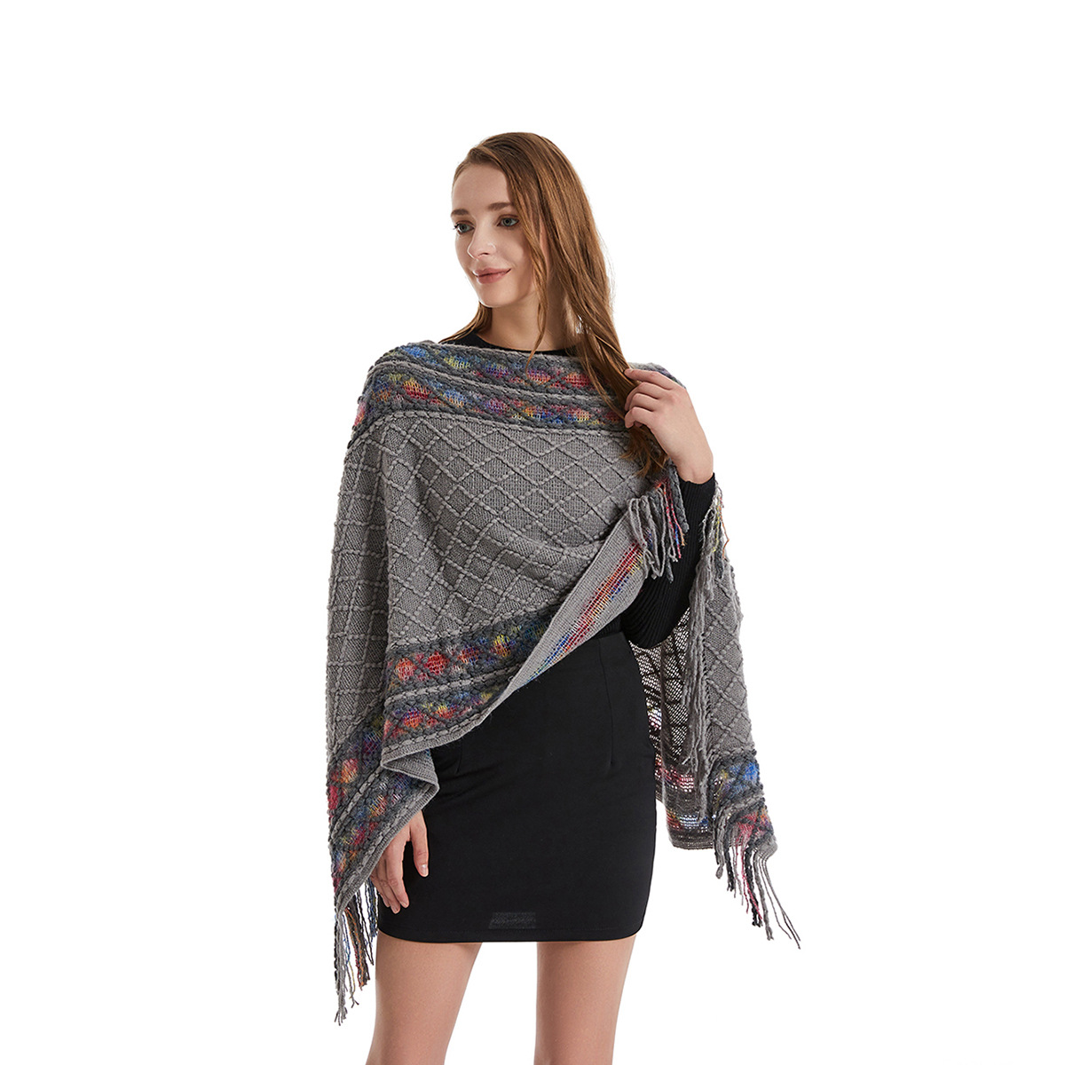 Women Spring Autumn Poncho Uni - Ethnic Fashion For Ladies ulasan dan harga