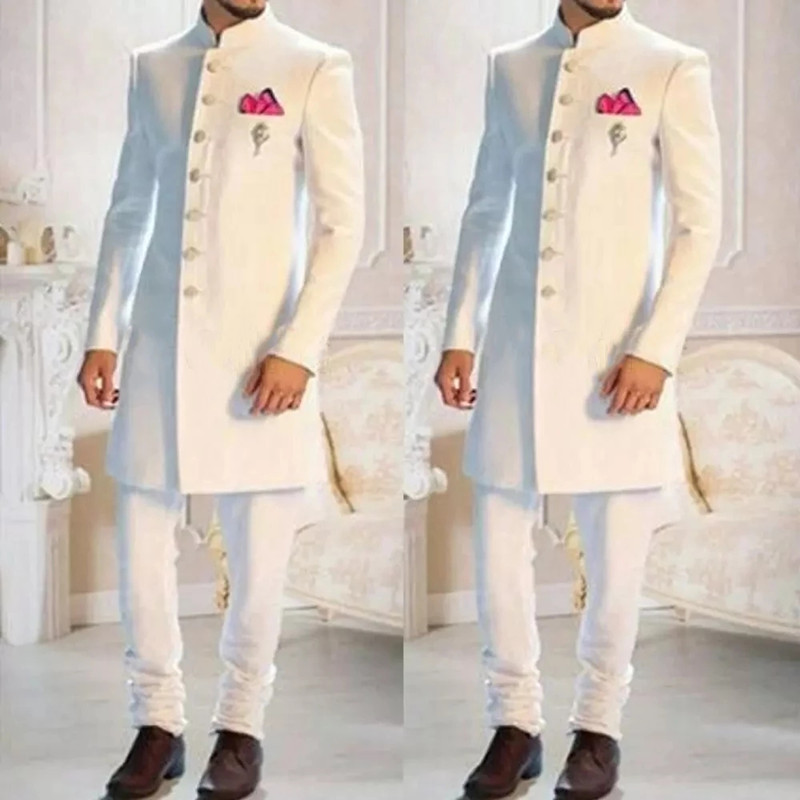 Fashion Design White Stand Col - Fashion Ethnic Wear For Men ulasan dan harga