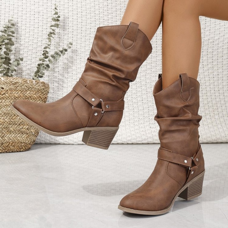 Womens Mid-Calf Boots Retro St - Ethnic Fashion In ulasan dan harga