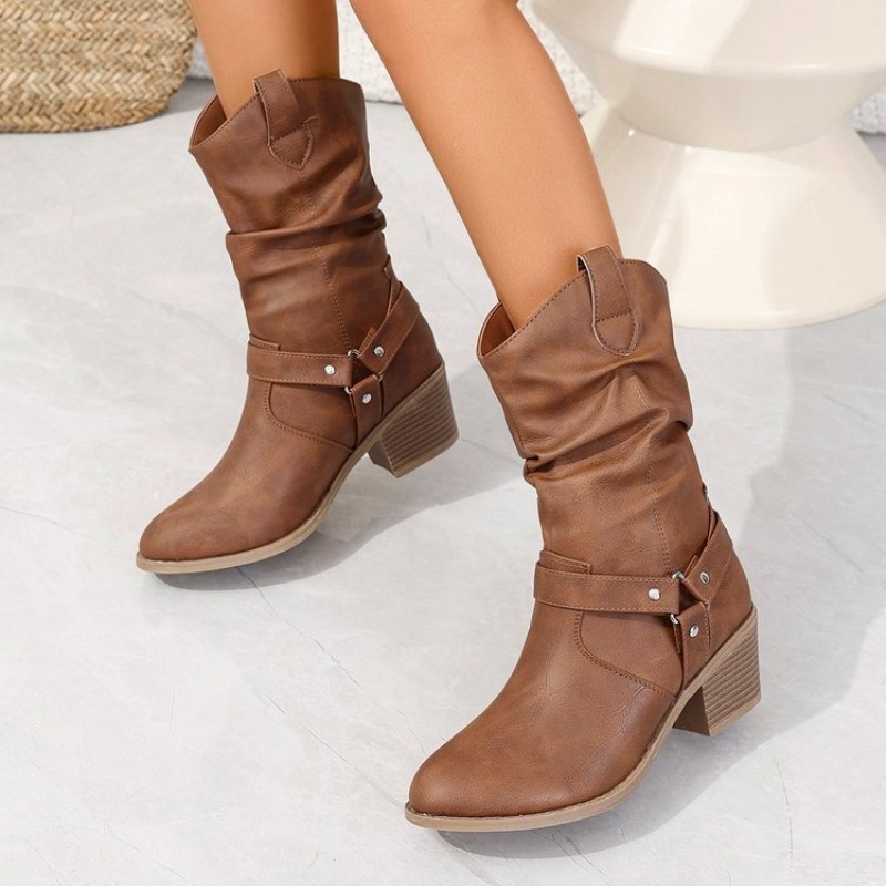 Womens Mid-Calf Boots Retro St - Ethnic Fashion In ulasan dan harga