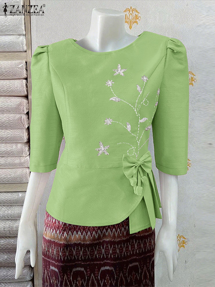 ZANZEA Elegant Asymmetrical He - Thai Silk Blouse ulasan dan harga