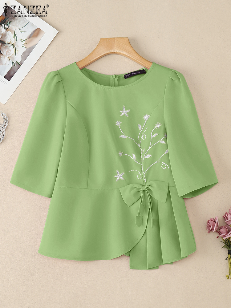 ZANZEA Elegant Asymmetrical He - Thai Silk Blouse ulasan dan harga