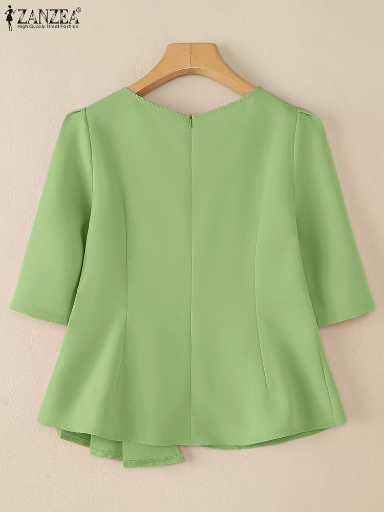 ZANZEA Elegant Asymmetrical He - Thai Silk Blouse ulasan dan harga