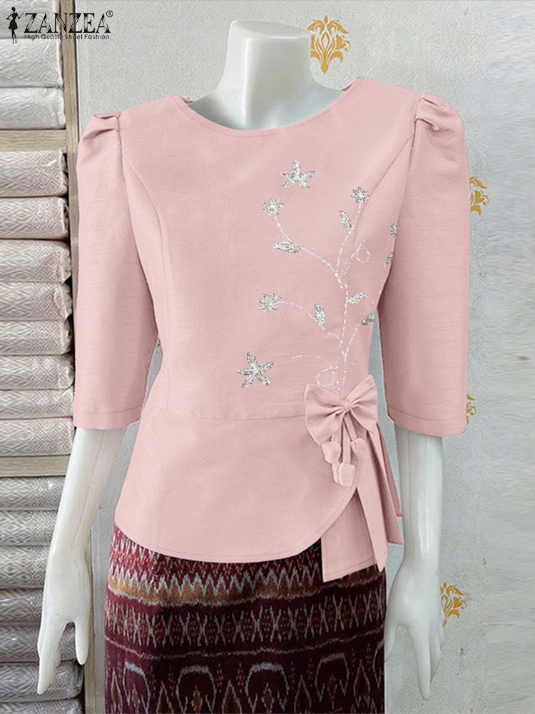 ZANZEA Elegant Asymmetrical He - Thai Silk Blouse ulasan dan harga