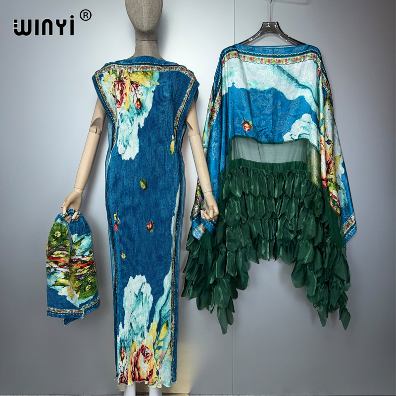 WINYI Boho beach Pleated slim  - Ethnic Fashion Dress ulasan dan harga